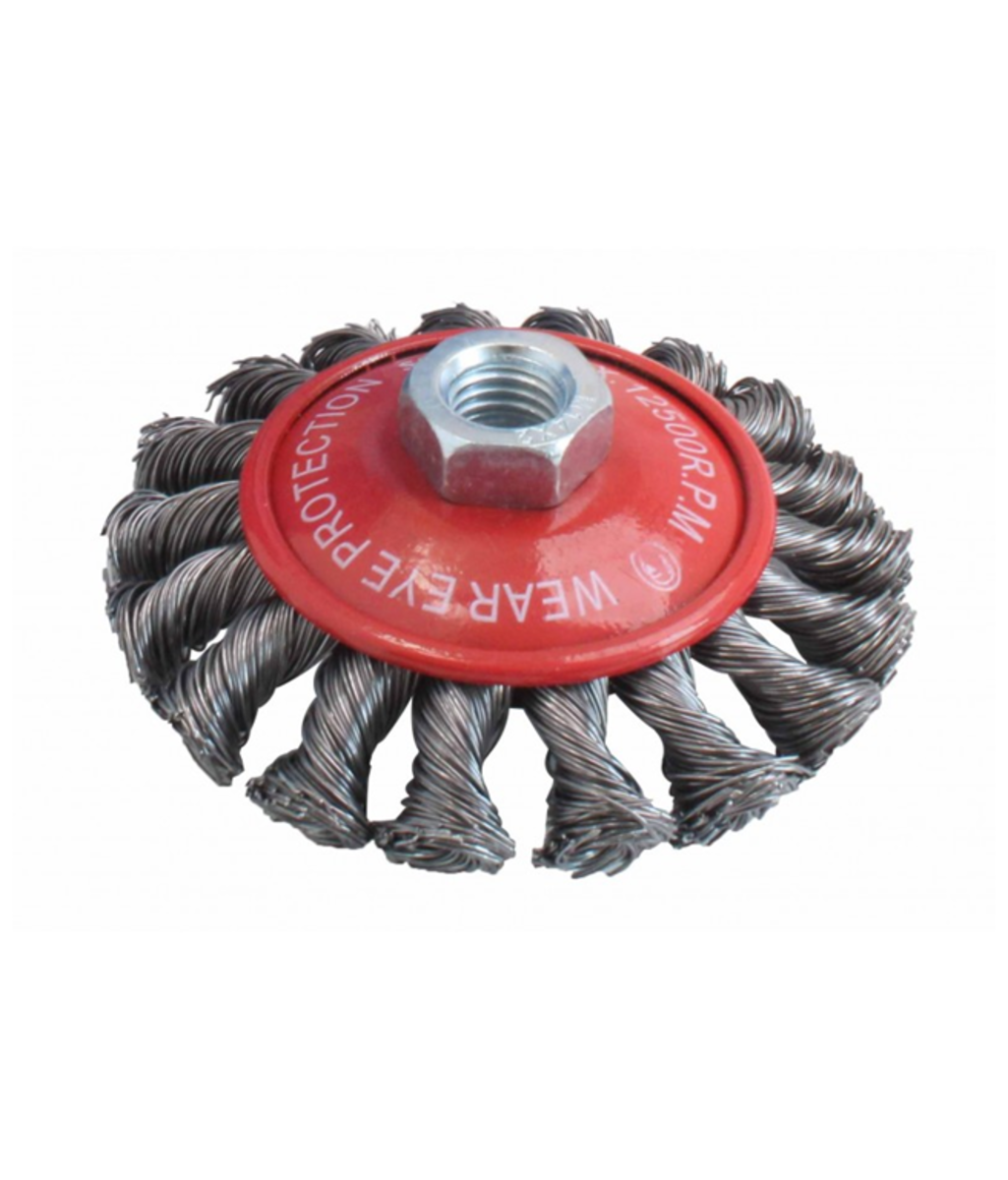 Perie de sarma cu fir rasucit tip disc pentru polizor Ø125mm Asta Poland S-5KBB125 Perie de sarma cu fir rasucit tip disc pentru polizor Ø125mm Asta Poland S-5KBB125