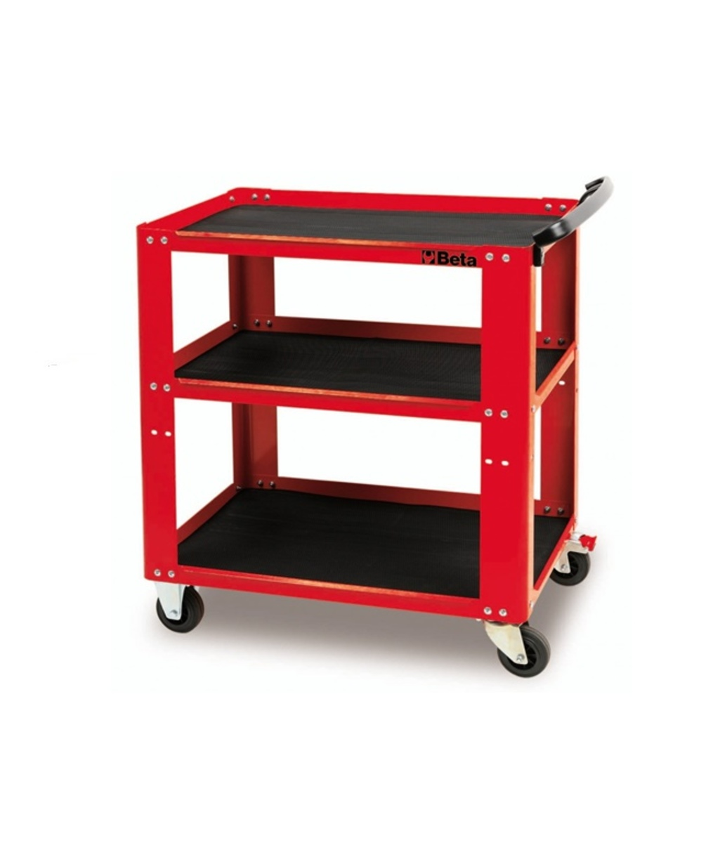 Carucior mobil cu 3 rafturi suprapuse C51 Red Beta Tools  Carucior mobil cu 3 rafturi suprapuse C51 Red Beta Tools