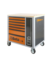 Dulap pentru scule cu 7 sertare si blat de lemn C24SL-CAB Orange Beta Tools