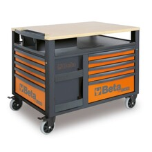 Dulap pentru scule cu 10 sertare si blat de lemn SUPERTANK Beta Tools RSC28 Orange