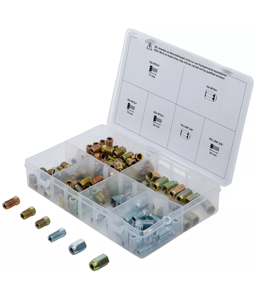 Set piulite-olandeze si suruburi pentru conducte de frana 135piese BGS Technic 70341