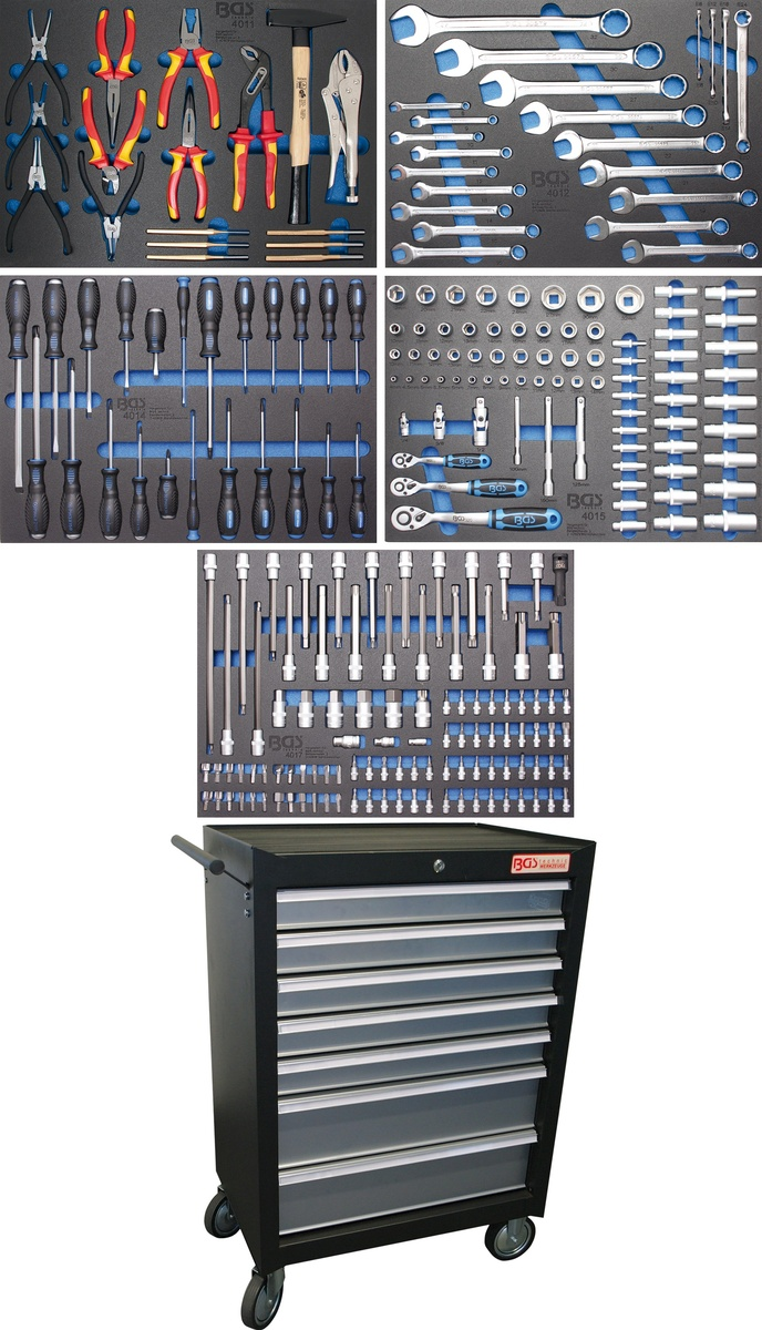 Dulap de scule cu 7 sertare echipat 243 piese BGS Technic 4060 Dulap de scule cu 7 sertare echipat 243 piese BGS Technic 4060