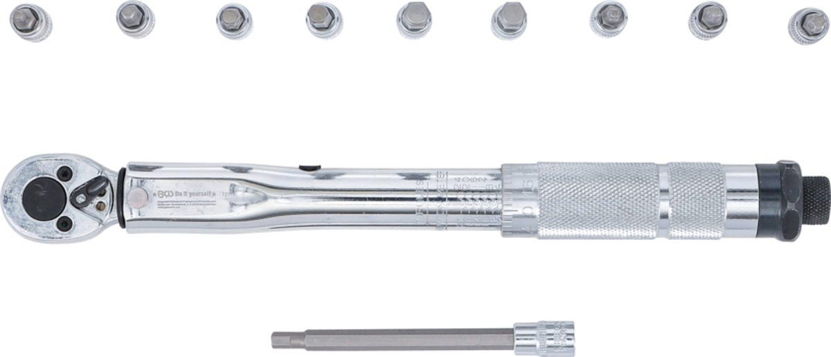 Set cheie dinamometrica 1/4" 2-24Nm + accesorii 11piese BGS Do it yourself 72118