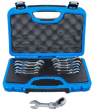 Set chei combinate cu clichet extra scurte articulate 8-19mm 12 piese BGS Technic 6543 Set chei combinate cu clichet extra scurte articulate 8-19mm 12 piese BGS Technic 6543