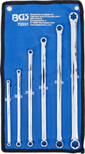 Set chei inelare duble cu capete Profil E extra lung E6 x E7 - E22 x E24 6 piese BGS Technic 70331 Set chei inelare duble cu capete Profil E extra lung E6 x E7 - E22 x E24 6 piese BGS Technic 70331