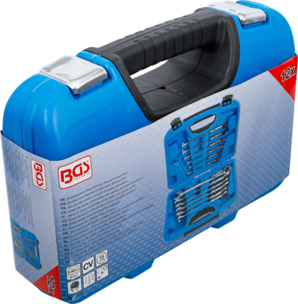 Set chei combinate cu inel clichet dublu articulat 8 - 19 mm 12 piese BGS Technic 6180