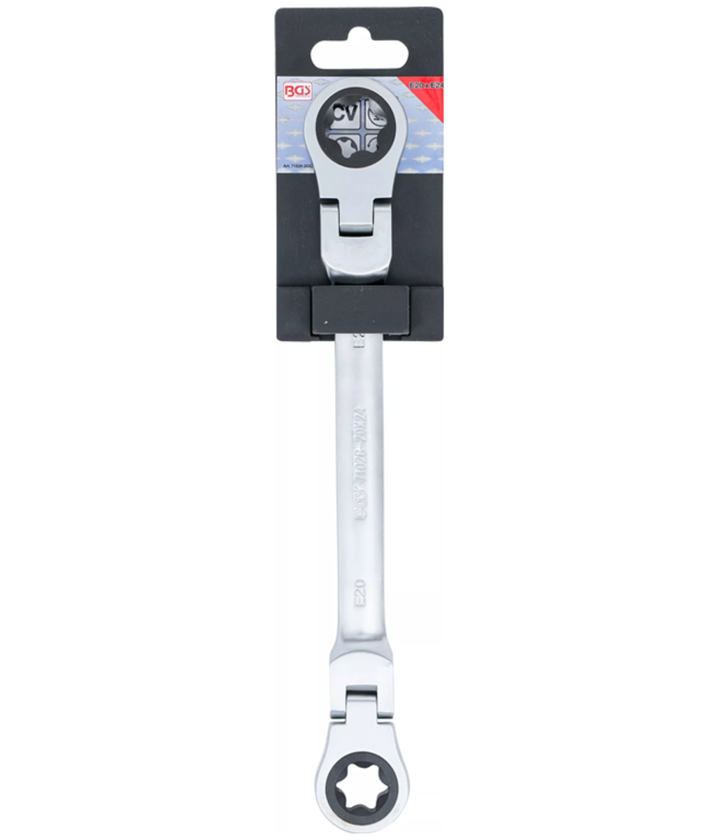 Cheie inelara dubla cu clichet articulata E20XE24 BGS Technic 71028-20X24 Cheie inelara dubla cu clichet articulata E20XE24 BGS Technic 71028-20X24