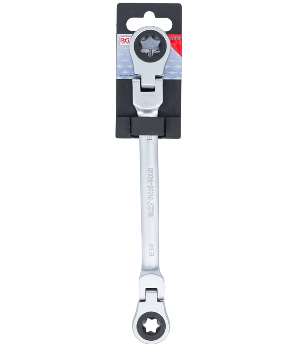 Cheie inelara dubla cu clichet articulata E14XE18 BGS Technic 71028-14X18