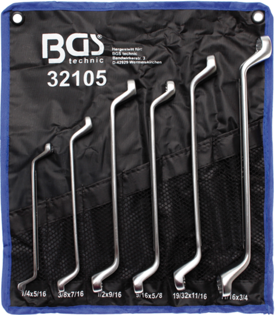 Chei inelare cu cot Spanner 75 ° in Inch 1/4" - 3/4" BGS Technic (6 piese)  Chei inelare cu cot Spanner 75 ° in Inch 1/4" - 3/4" BGS Technic (6 piese)