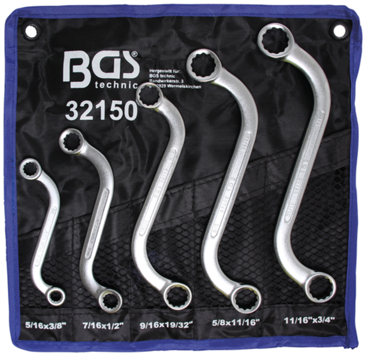 Chei inelare S-Type Spanner in Inch 3/8" - 3/4" BGS Technic (5 piese)  Chei inelare S-Type Spanner in Inch 3/8" - 3/4" BGS Technic (5 piese)