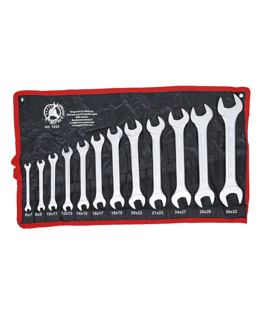 Set chei fixe duble 6 x 7 - 30 x 32 mm 12 piese BGS Technic 1233 Set chei fixe duble 6 x 7 - 30 x 32 mm 12 piese BGS Technic 1233