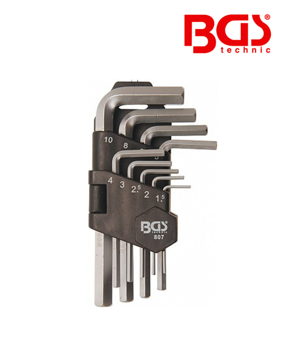Set chei imbus tip L 1.5 - 10mm - 9 piese BGS Technic 807 Set chei imbus tip L 1.5 - 10mm - 9 piese BGS Technic 807