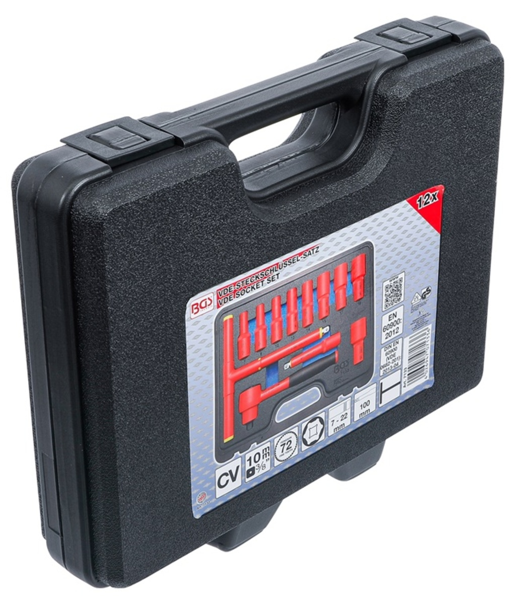 Set chei tubulare VDE 3/8" 7-22 mm 12 piese BGS Technic 7133 Set chei tubulare VDE 3/8" 7-22 mm 12 piese BGS Technic 7133