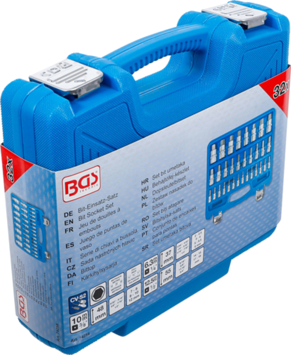 Set biti imbus hexagonali 1/4" - 3/8" - 1/2” marimi metric si inch 32 piese BGS Technic 74258
