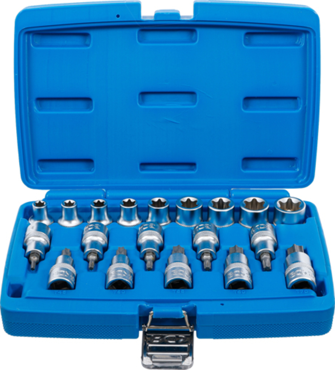 Set biti Torx T20-T70 si tubulare profil E E10-E24 1/2" - 19 piese BGS Technic 5100 Set biti Torx T20-T70 si tubulare profil E E10-E24 1/2" - 19 piese BGS Technic 5100