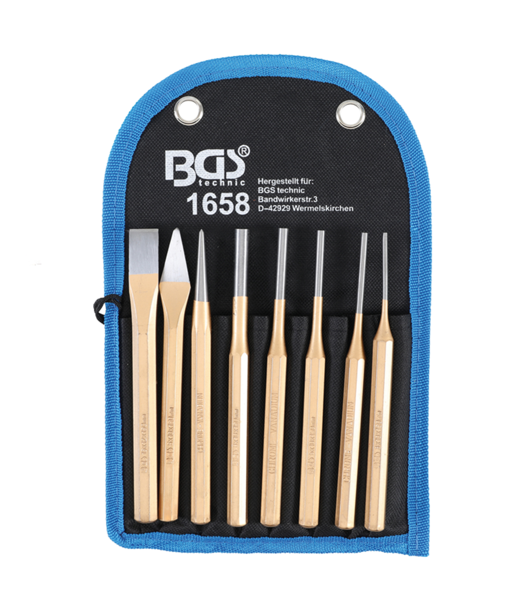 Set dornuri + 2 dalti 150 mm 8 piese BGS Technic 1658