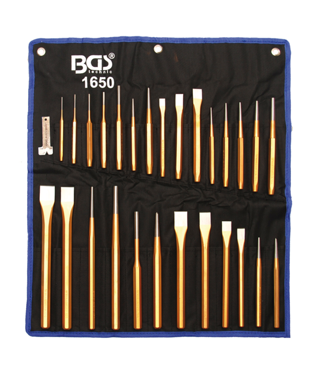 Set de dalti, dornuri si punctatoare 28 piese BGS Technic 1650