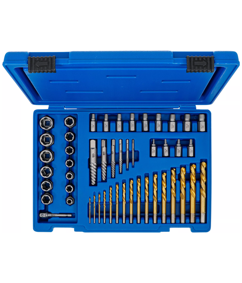 Trusa cu extractoare suruburi si piulite rupte + burghie pe stanga 2 - 18 mm 49 piese BGS Technic 70329 Trusa cu extractoare suruburi si piulite rupte + burghie pe stanga 2 - 18 mm 49 piese BGS Technic 70329