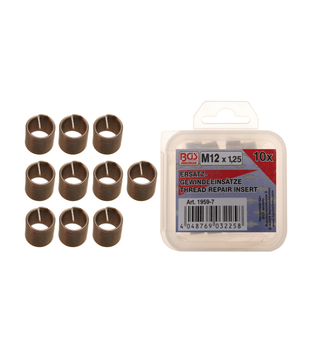 Insertii Helicoil pentru reparatii filete M12x1.25 - 10 piese BGS Technic 1959-7