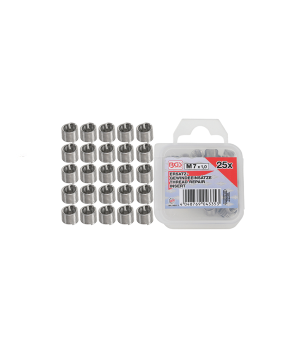 Insertii Helicoil pentru reparatii filete M7x1.0 - 25 piese BGS Technic 9431-1 Insertii Helicoil pentru reparatii filete M7x1.0 - 25 piese BGS Technic 9431-1