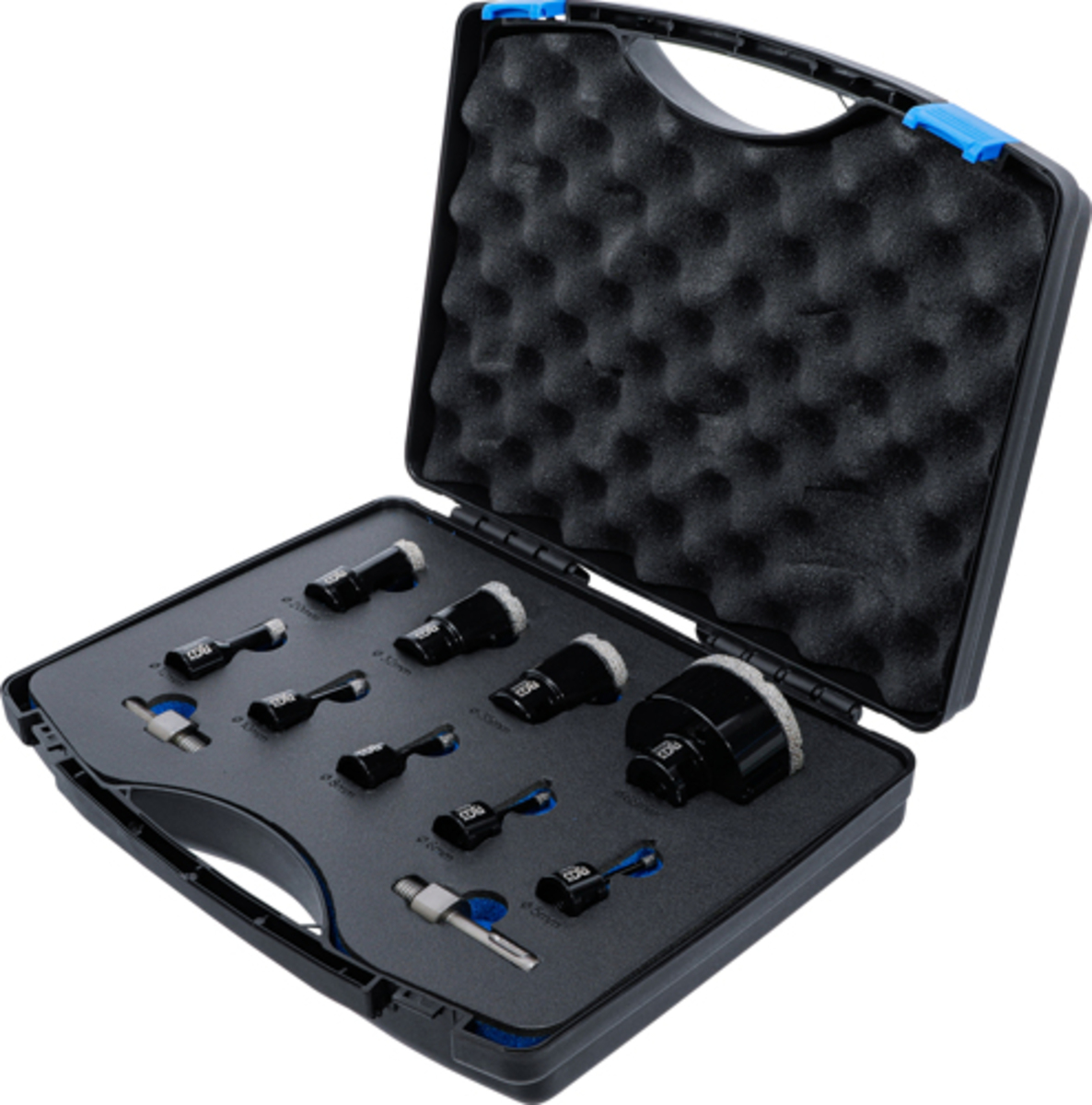 Set carote diamantate pentru placi ceramice 5 - 68mm 11 piese BGS Technic 74276 Set carote diamantate pentru placi ceramice 5 - 68mm 11 piese BGS Technic 74276