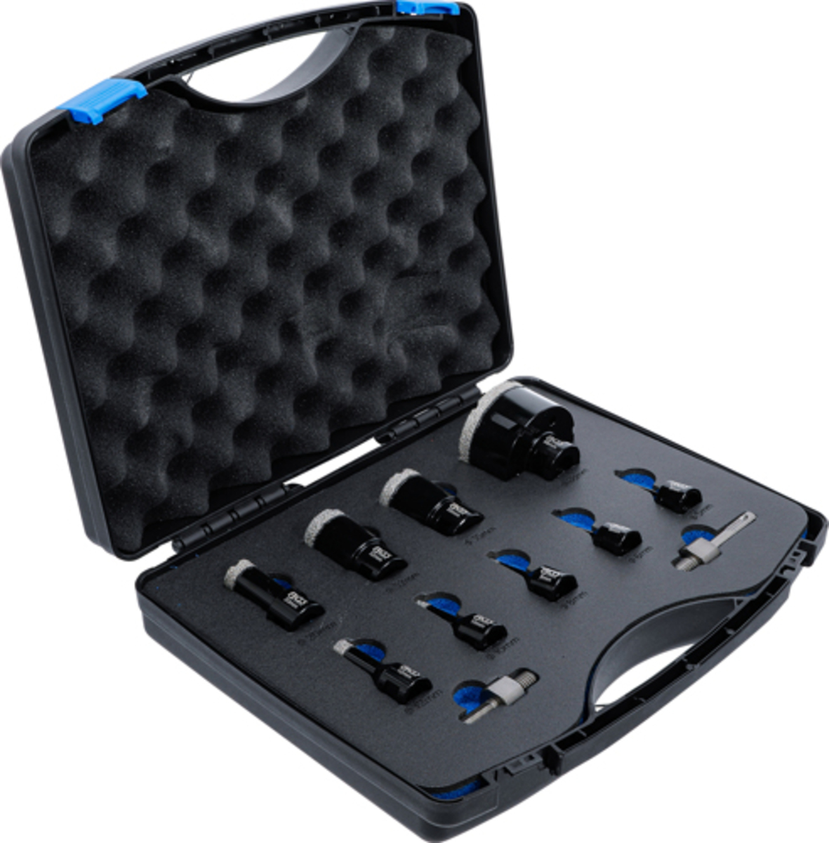 Set carote diamantate pentru placi ceramice 5 - 68mm 11 piese BGS Technic 74276 Set carote diamantate pentru placi ceramice 5 - 68mm 11 piese BGS Technic 74276