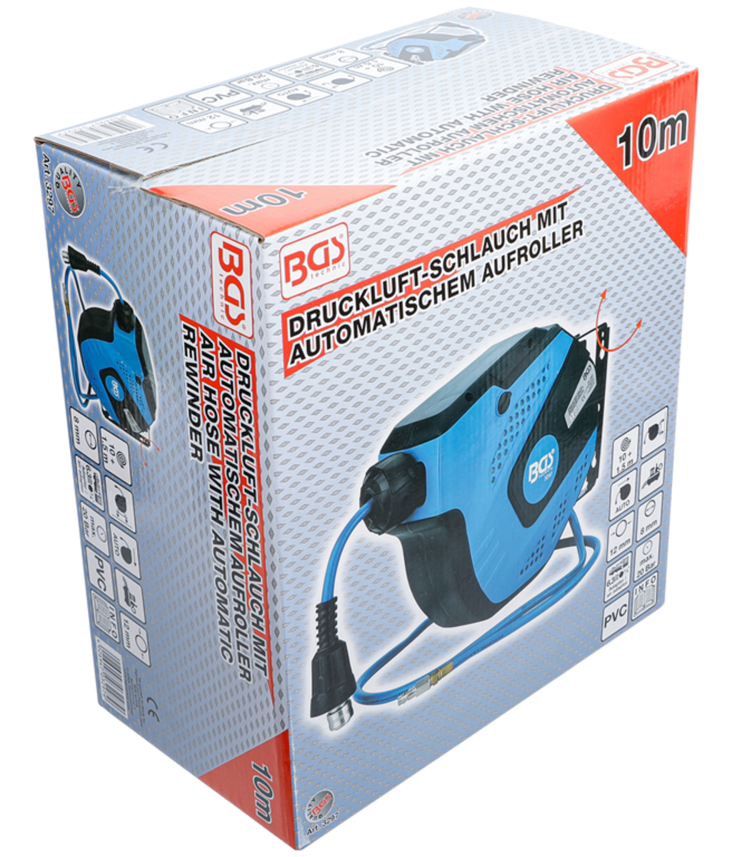 Furtun de aer pe rola cu strangere automata 10 metri BGS Technic 3297