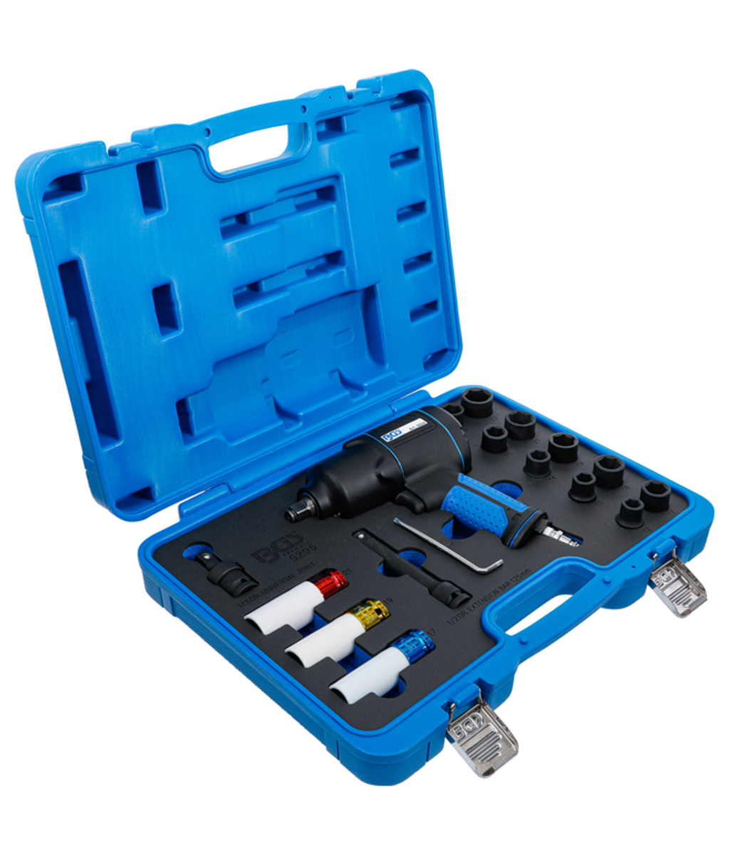 Trusa Pistol pneumatic 1/2" - 1200Nm cu tubulare de impact si tubulare pentru jante de aliaj BGS Technic 5295 Trusa Pistol pneumatic 1/2" - 1200Nm cu tubulare de impact si tubulare pentru jante de aliaj BGS Technic 5295