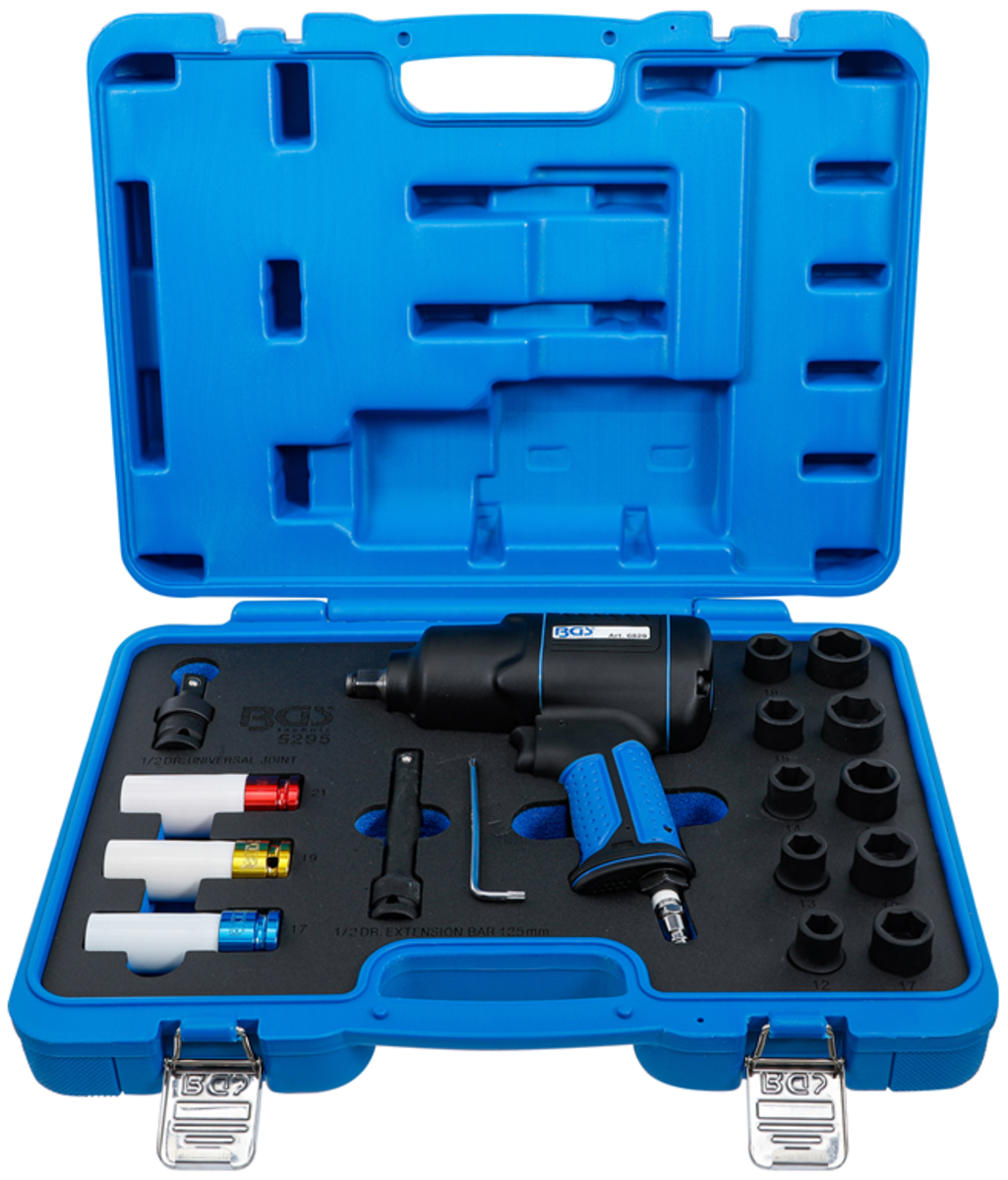 Trusa Pistol pneumatic 1/2" - 1200Nm cu tubulare de impact si tubulare pentru jante de aliaj BGS Technic 5295 Trusa Pistol pneumatic 1/2" - 1200Nm cu tubulare de impact si tubulare pentru jante de aliaj BGS Technic 5295