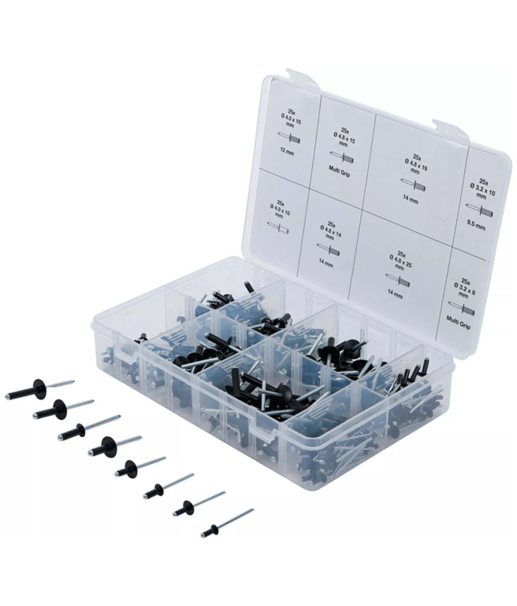 Set pop-nituri din aluminiu 3.2 - 4.8mm 200BUC BGS Technic 85224 Set pop-nituri din aluminiu 3.2 - 4.8mm 200BUC BGS Technic 85224