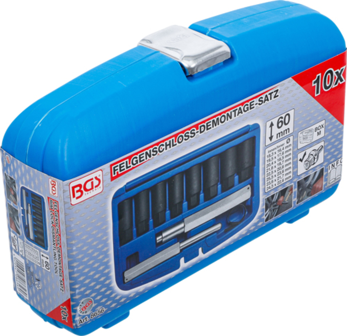 Set tubulare de impact conice pentru prezoane deterioarate si prezoane antifurt 17-24mm BGS Technic 8656 Set tubulare de impact conice pentru prezoane deterioarate si prezoane antifurt 17-24mm BGS Technic 8656