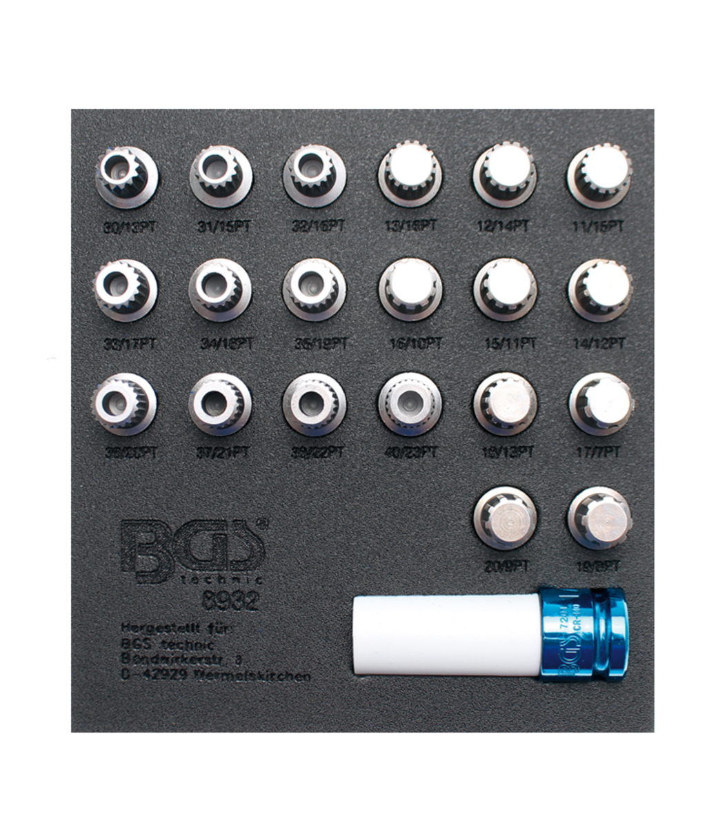 Set biti cu tubulare 1/2" speciali pentru prezoane de roti BMW 210 piese BGS Technic 8932 Set biti cu tubulare 1/2" speciali pentru prezoane de roti BMW 210 piese BGS Technic 8932