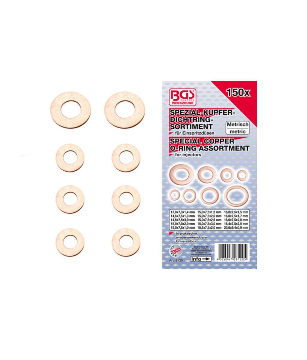 Set saibe din cupru pentru injectoare - 150 buc Set saibe din cupru pentru injectoare - 150 buc