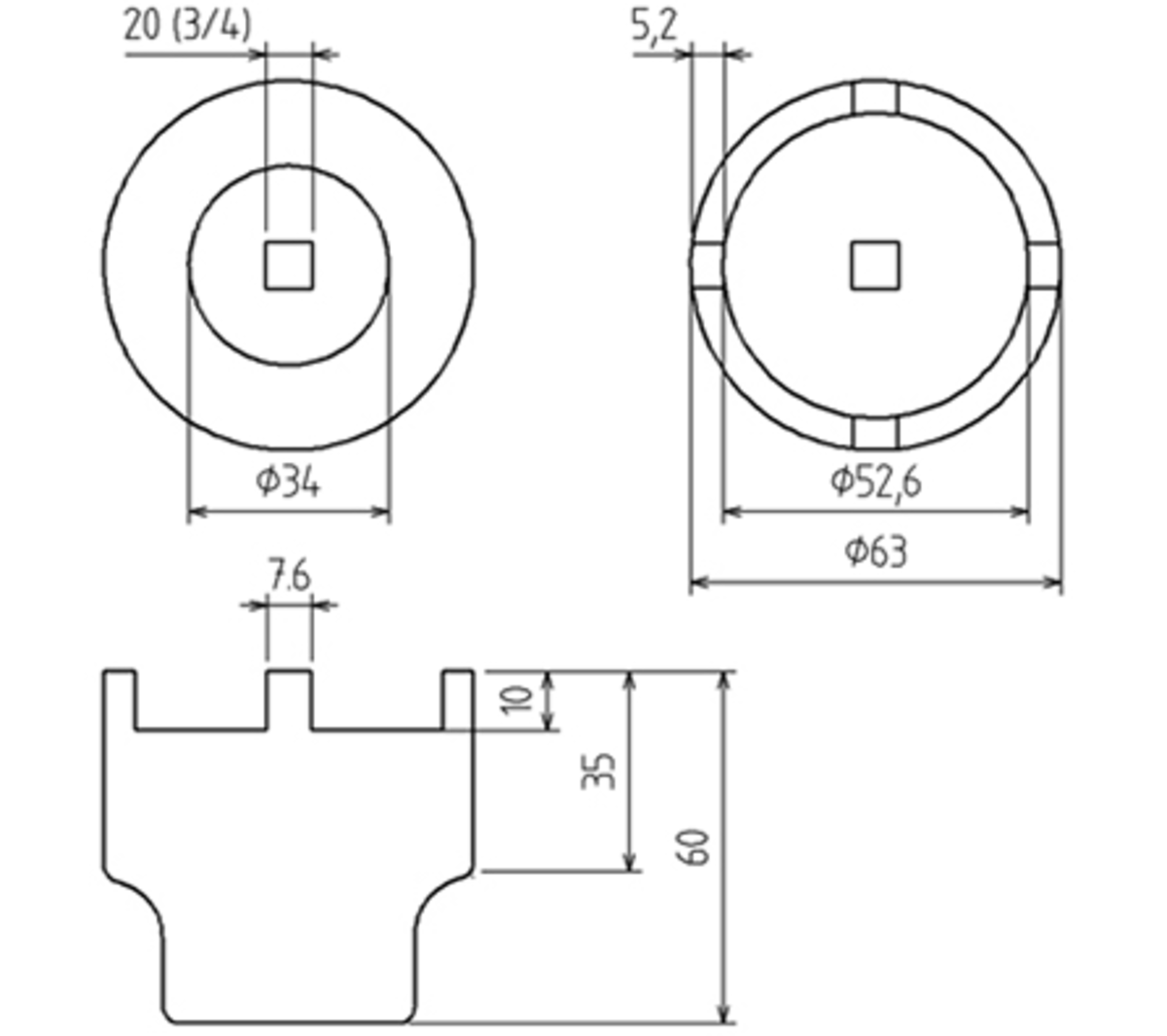 Tubulara speciala pentru articulatie sferica Mercedes-Benz M-Class W163-164 3/4" BGS  Tubulara speciala pentru articulatie sferica Mercedes-Benz M-Class W163-164 3/4" BGS