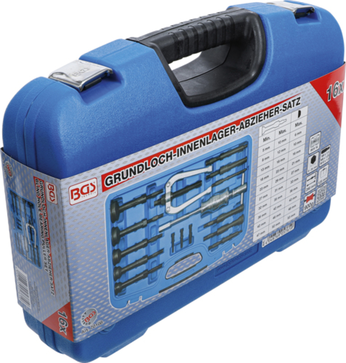 Set presa de rulmenti de interior cu ciocan culisant 15 piese BGS Technic 70108 Set presa de rulmenti de interior cu ciocan culisant 15 piese BGS Technic 70108