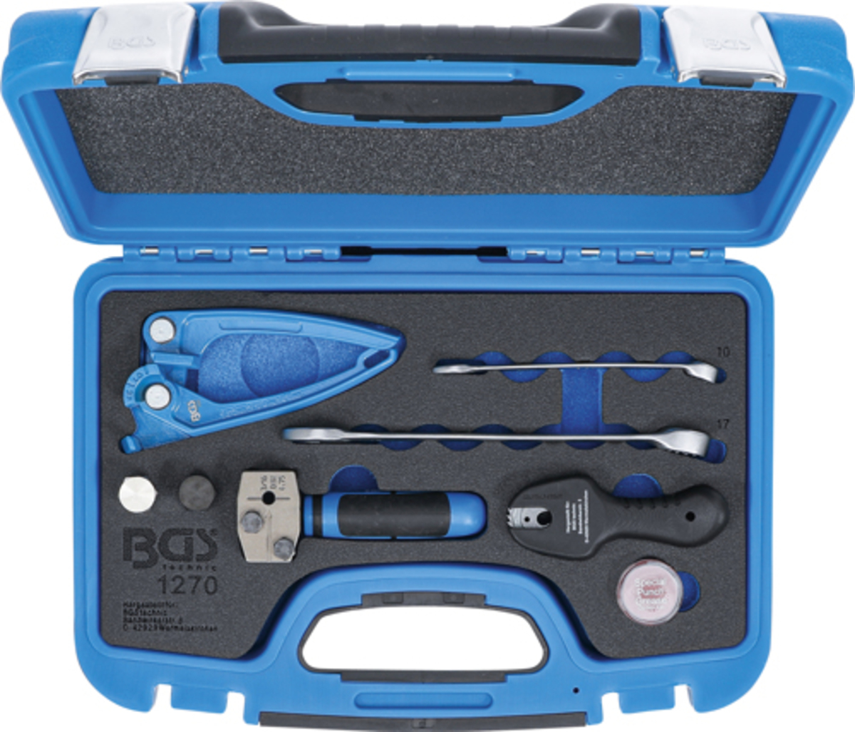 Set scule pentru bercuit indoit si taiat pentru conducte de frana 3/16” BGS Technic 1270 Set scule pentru bercuit indoit si taiat pentru conducte de frana 3/16” BGS Technic 1270