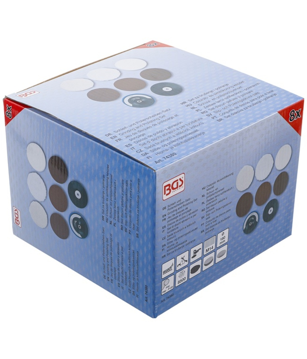 Set discuri slefuire 8 piese BGS Technic 74380 Set discuri slefuire 8 piese BGS Technic 74380