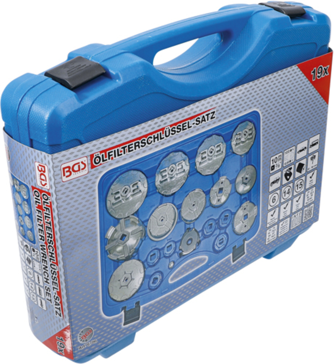 Trusa de chei pentru filtre de ulei 19 piese BGS Technic 6786 Trusa de chei pentru filtre de ulei 19 piese BGS Technic 6786