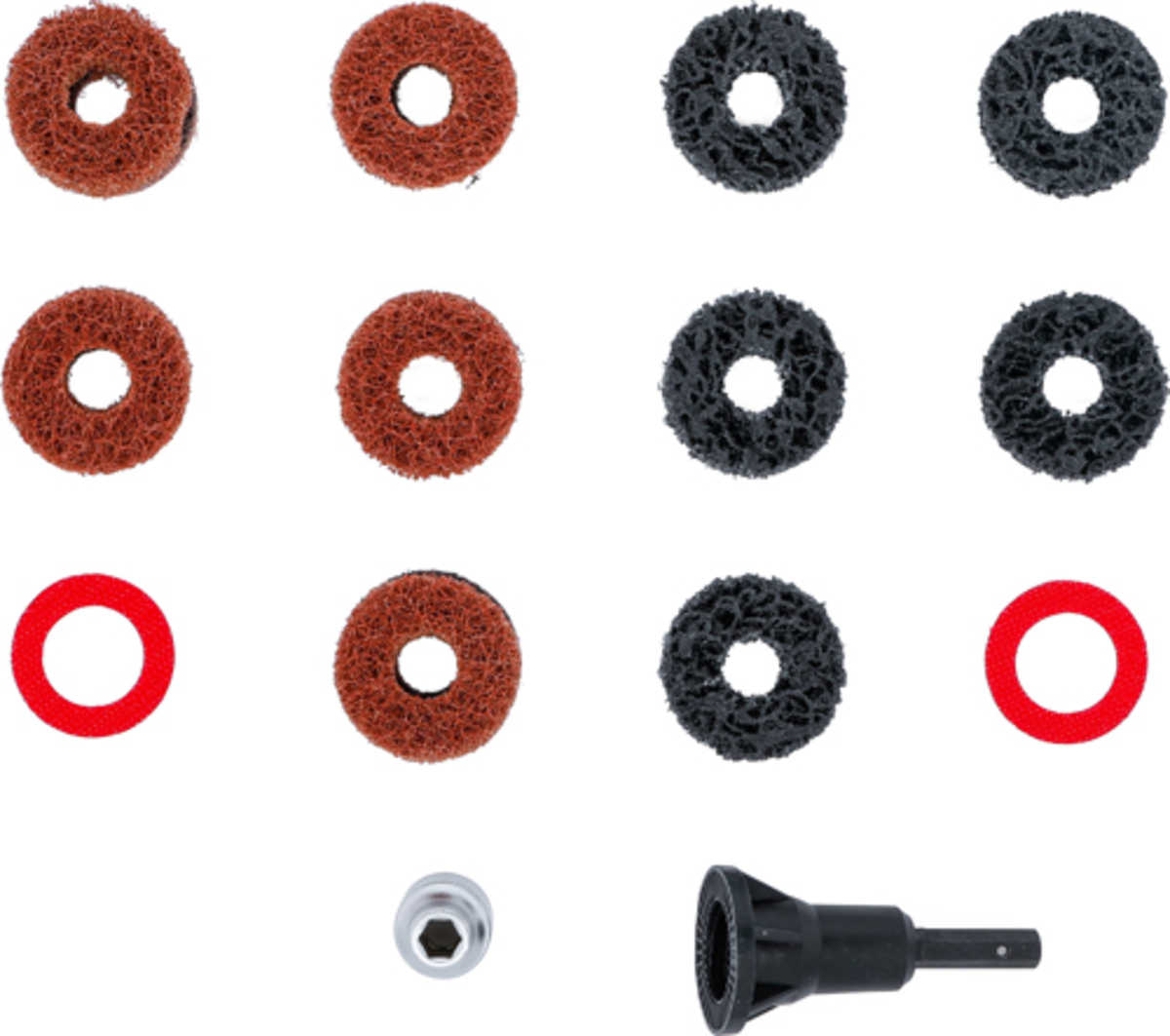 Set slefuitor butuc roata pentru prezoane si bolturi piulite roti 14 piese BGS Technic 9736 Set slefuitor butuc roata pentru prezoane si bolturi piulite roti 14 piese BGS Technic 9736