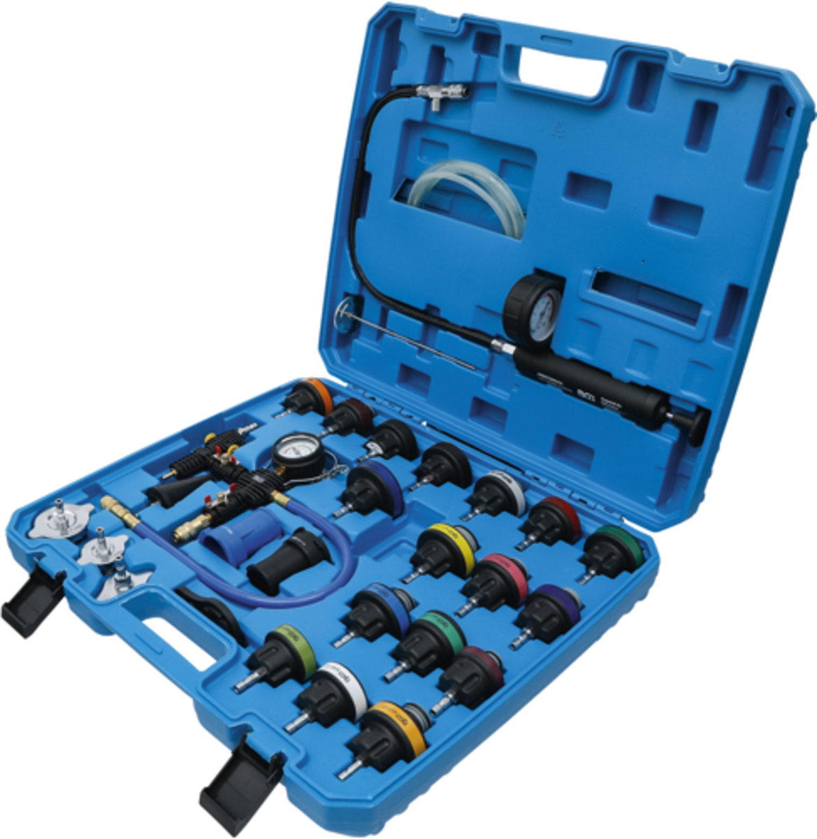 Tester pentru verificare pierderi la sistemul de racire 24 piese BGS Technic 8098 Tester pentru verificare pierderi la sistemul de racire 24 piese BGS Technic 8098
