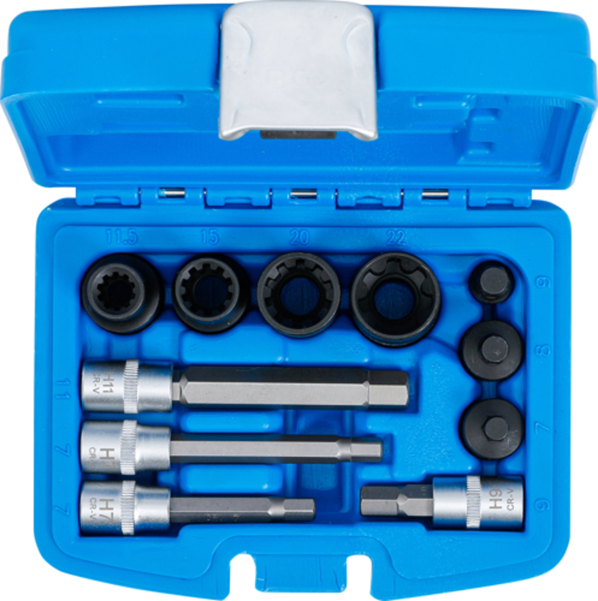 Set capete chei tubulare speciale pentru etriere frana 1/4" - 3/8" - 1/2" 11 piese BGS Technic 6697 Set capete chei tubulare speciale pentru etriere frana 1/4" - 3/8" - 1/2" 11 piese BGS Technic 6697