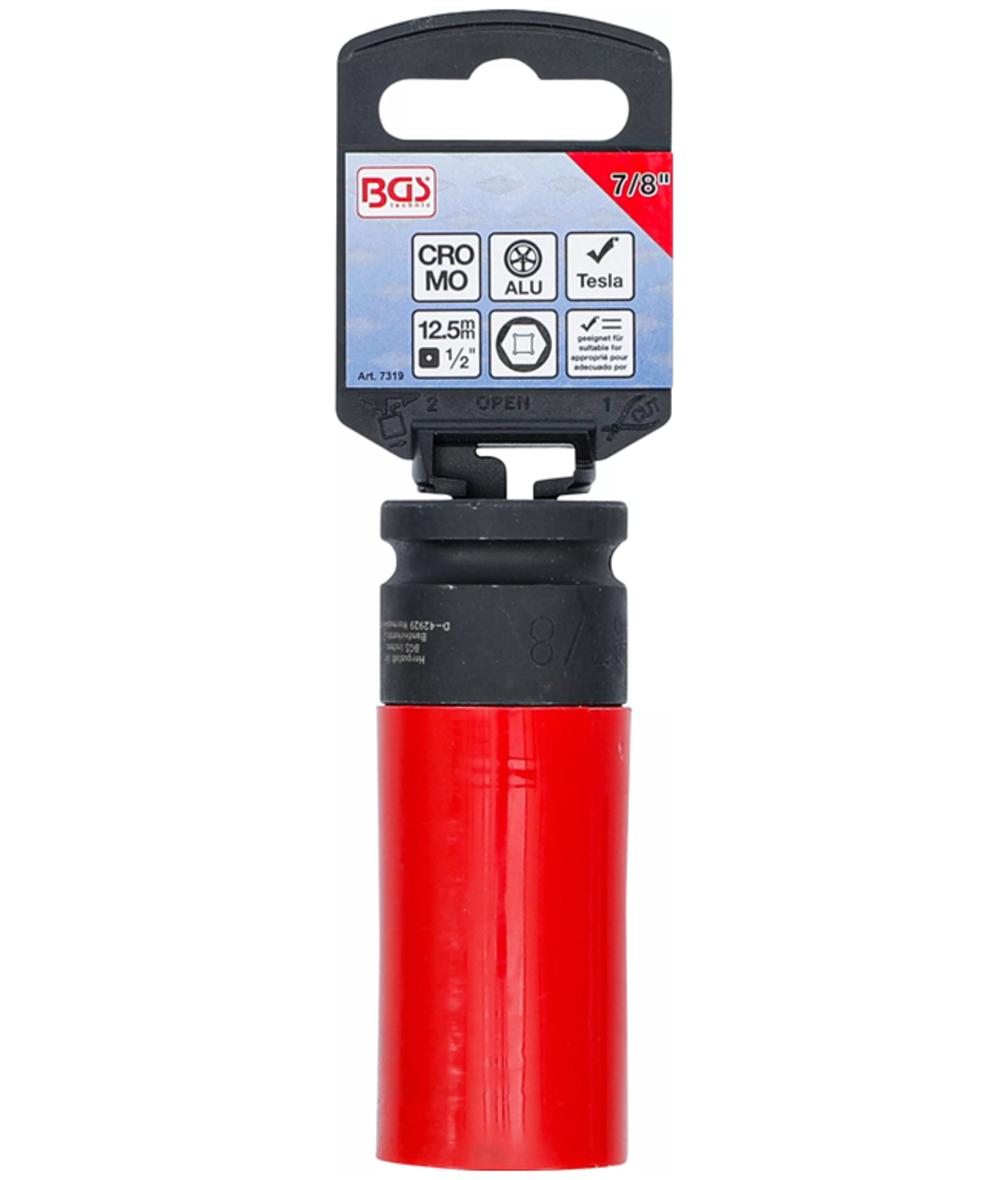 Tubulara de impact 7/8" cu protectie pentru jante din aliaj 1/2" pentru Tesla BGS Technic 7319 Tubulara de impact 7/8" cu protectie pentru jante din aliaj 1/2" pentru Tesla BGS Technic 7319