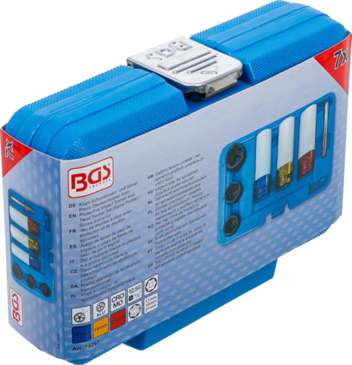 Trusa cu tubulare de impact extractoare suruburi rupte + tubulare cu protectie pentru jante 1/2" BGS Technic 74297 Trusa cu tubulare de impact extractoare suruburi rupte + tubulare cu protectie pentru jante 1/2" BGS Technic 74297