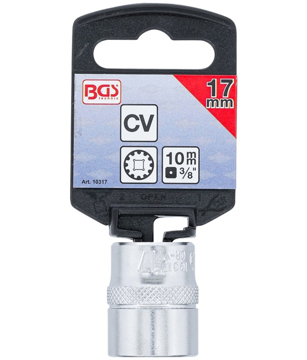 Tubulara "Gear Lock" scurta 3/8"-17mm BGS Technic 10317