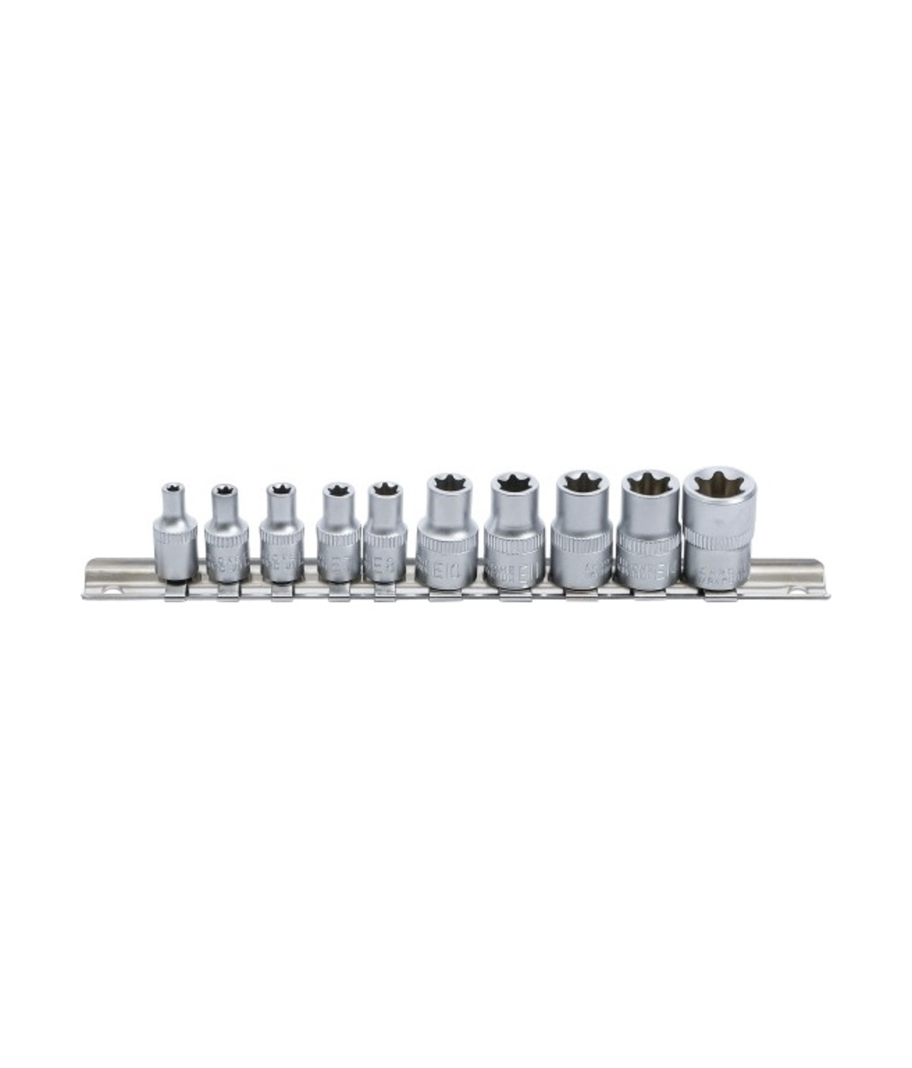 Set chei tubulare Profil E 1/4"-3/8" E4-E16 10 piese BGS Technic 9548 Set chei tubulare Profil E 1/4"-3/8" E4-E16 10 piese BGS Technic 9548