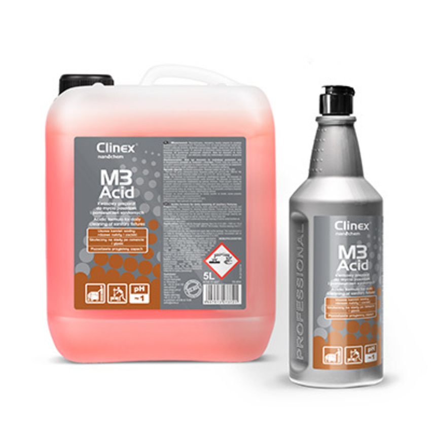 Solutie profesionala acida pentru curățarea pardoselilor și a încăperilor sanitare Clinex M3 Acid 5 litri