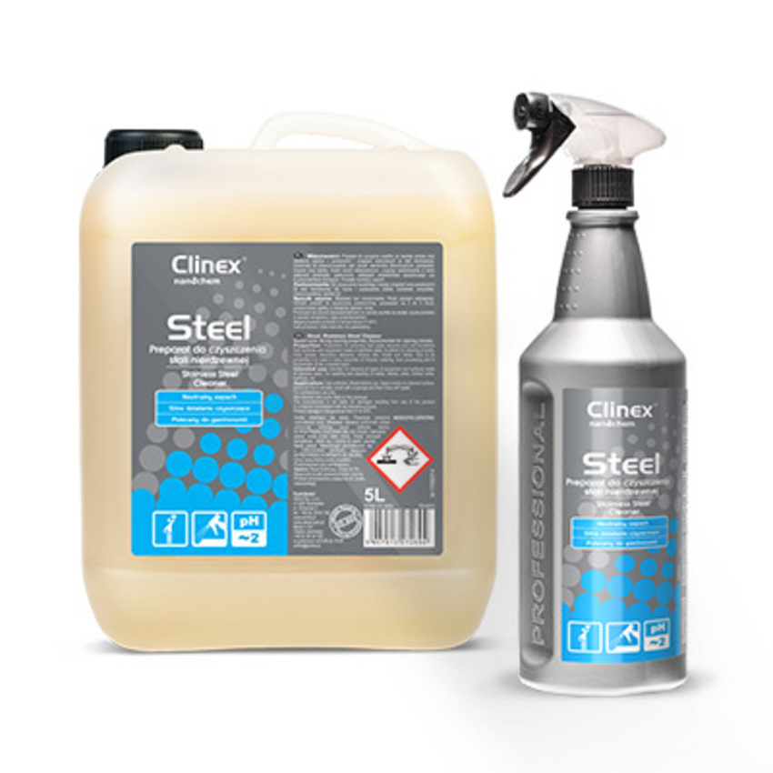 Solutie profesionala pentru curatarea suprafetelor din otel inoxidabil Clinex Steel 1 litru