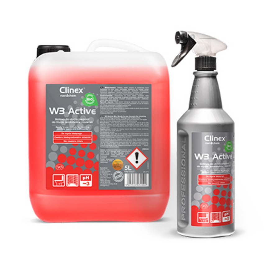 Solutie profesionala pentru curatarea zilnica a bailor Clinex W3 Activ Bio 1 litru