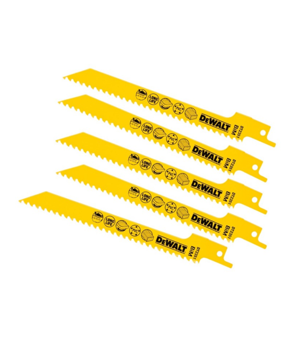 Set 5 lame fierastrau sabie 152mm/lemn Dewalt DT2351 Set 5 lame fierastrau sabie 152mm/lemn Dewalt DT2351