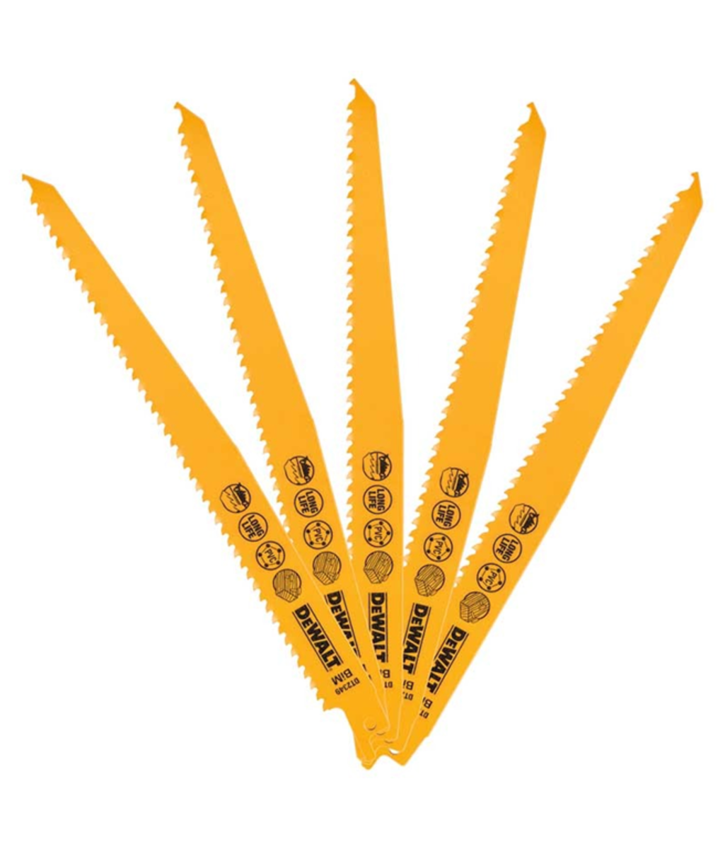 Set 5 lame fierastrau sabie 228mm/lemn-plastic Dewalt DT2349  Set 5 lame fierastrau sabie 228mm/lemn-plastic Dewalt DT2349
